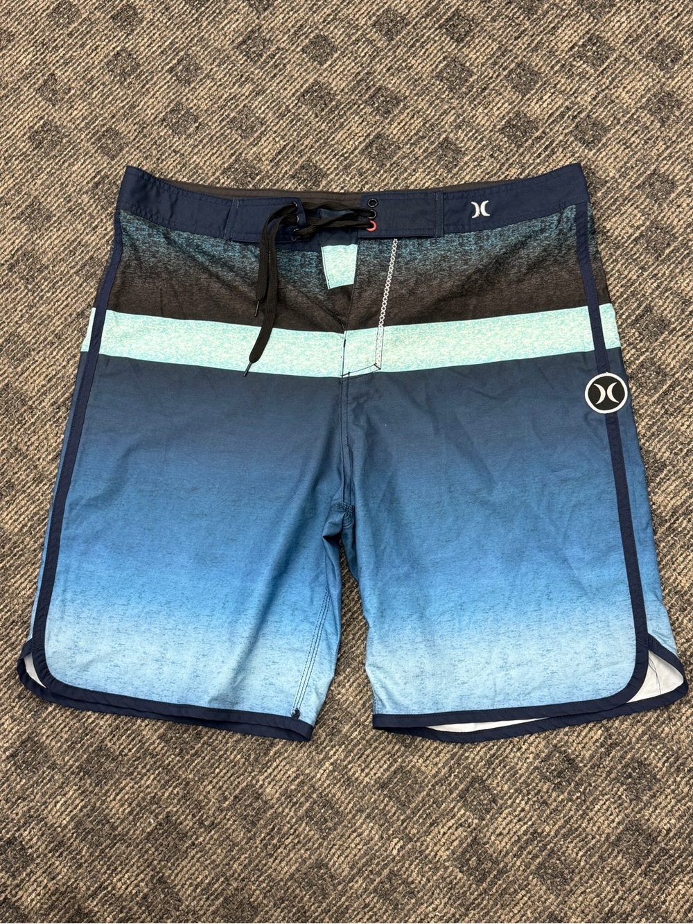 Hurley Phantom Board Shorts Men 36 Blue Aqua Black Ombre Surf Swim 21.5”